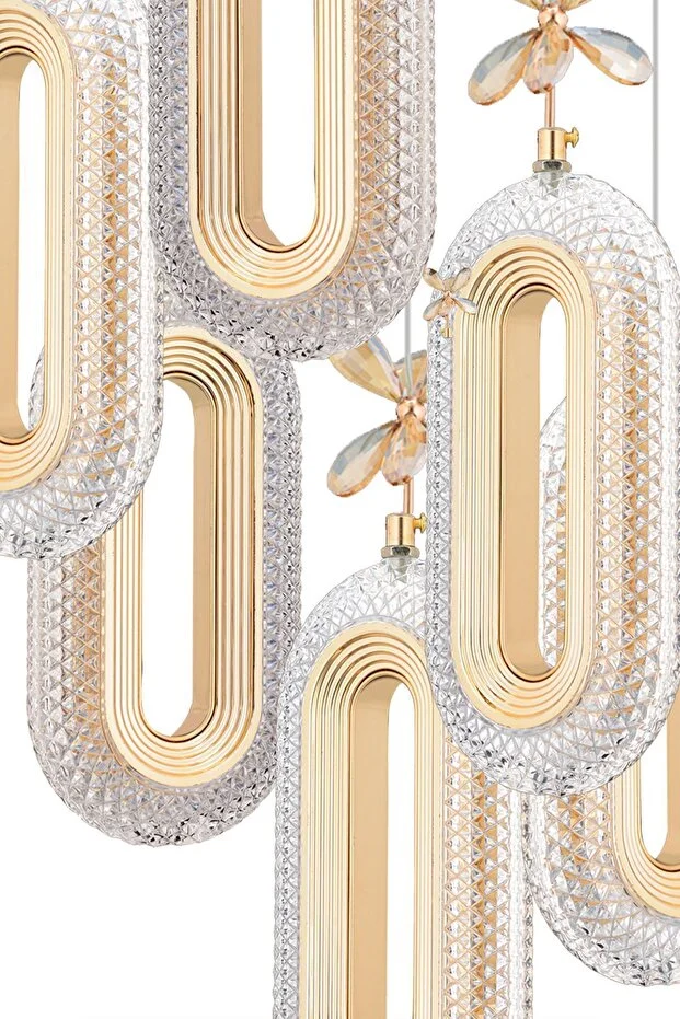 Led Alfa 6'li Gold Kumandalı 3 Renk Ledli Modern Led Avize